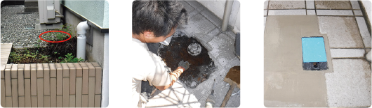 戸建て・漏水調査及び散水栓交換工事
