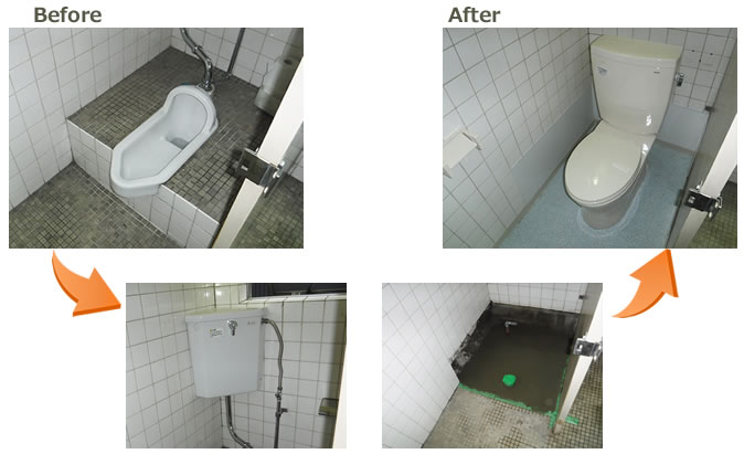 工場の和式トイレ交換工事