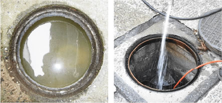 節水型トイレに交換した後の つまりの場合、屋外の敷地内に ある排水枡を点検します