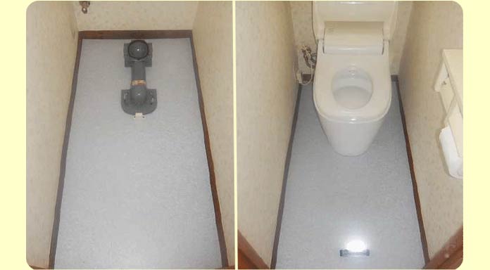 便器を取り付けて施工完了