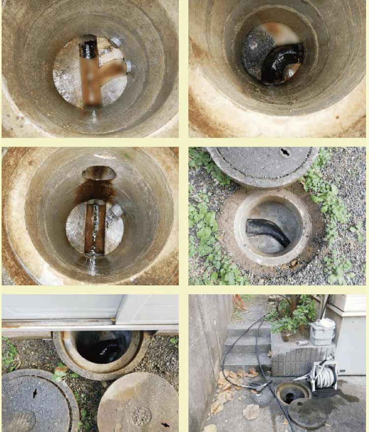 外の排水マスおよび排水管洗浄