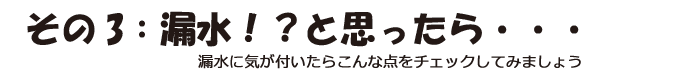 その3：漏水と思ったら・・・・