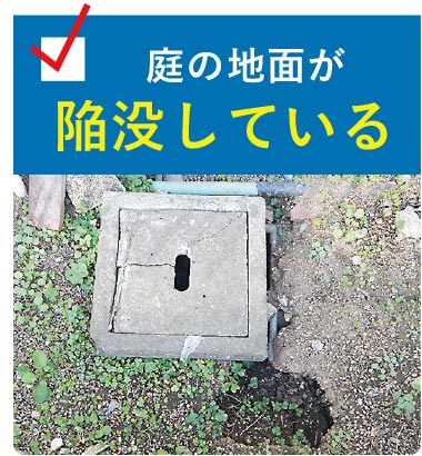 庭の地面が陥没している