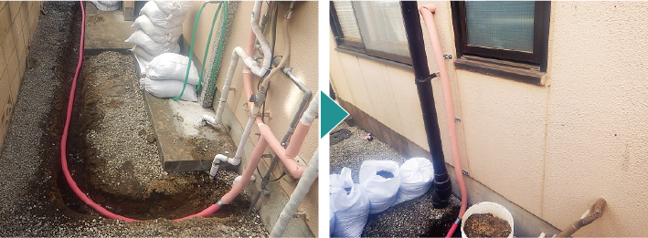 埋設管の宅内引き込みの工事例