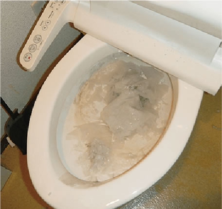 トイレットペーパーによるトイレつまりを解消画像