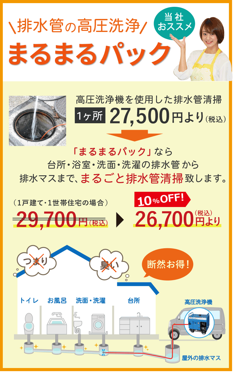 大好評! 30000件を突破! 排水管の高圧洗浄まるまるパック